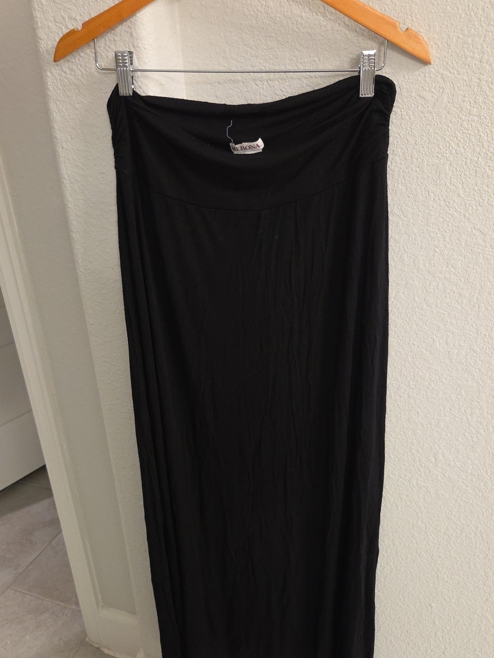 Merona Black Fold-Over Waist Maxi Skirt